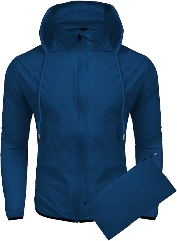 COOFANDY Men's Packable Rain Jacket Lightweight Waterproof Raincoat with Hood Outdoor Running Hiking Cycling