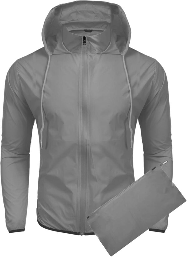 COOFANDY Men's Packable Rain Jacket Lightweight Waterproof Raincoat with Hood Outdoor Running Hiking Cycling