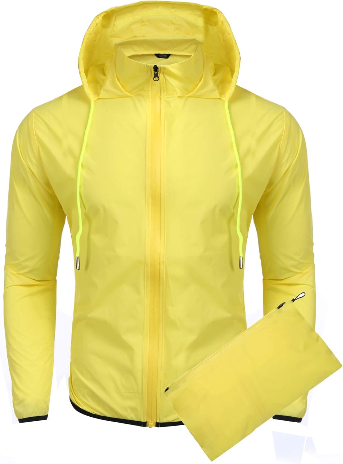 COOFANDY Men's Packable Rain Jacket Lightweight Waterproof Raincoat with Hood Outdoor Running Hiking Cycling