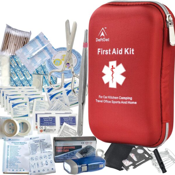 deftget 163 Pieces First Aid Kit Waterproof IFAK Molle System Portable Essential Injuries Medical Emergency Equipment Survival Kits for Car Kitchen Camping Travel Office Sports Home