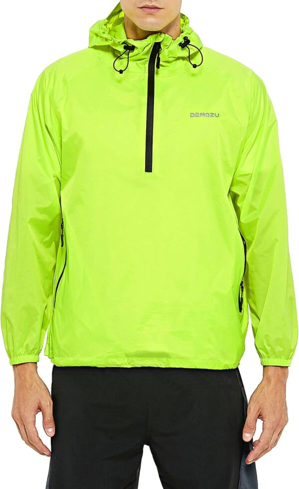 DEMOZU Men's Lightweight Running Cycling Rain Jacket Packable Hooded Windbreaker Jacket