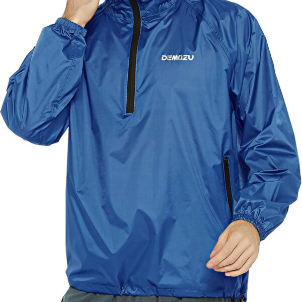 DEMOZU Men's Lightweight Running Cycling Rain Jacket Packable Hooded Windbreaker Jacket