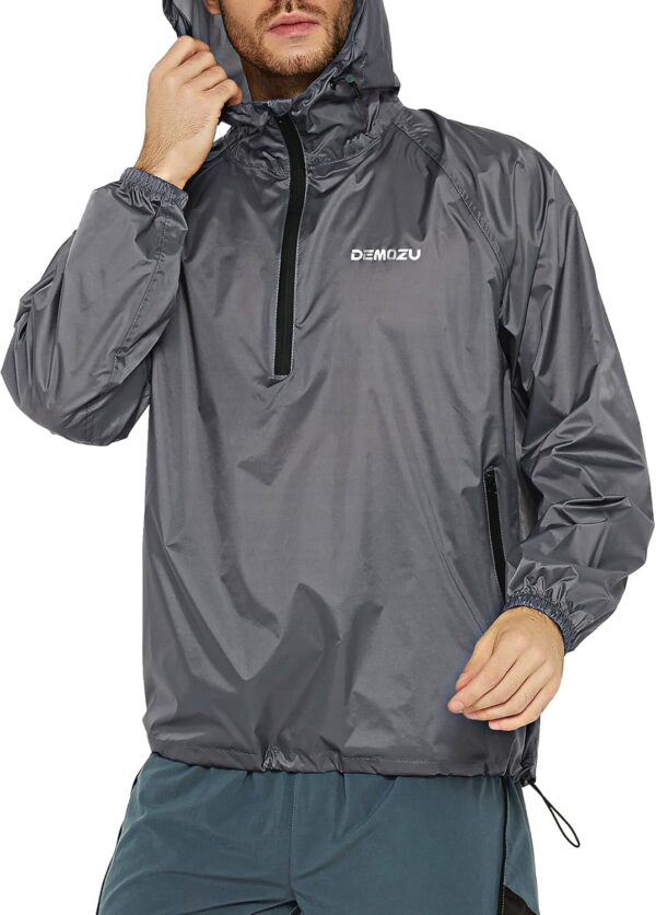 DEMOZU Men's Lightweight Running Cycling Rain Jacket Packable Hooded Windbreaker Jacket