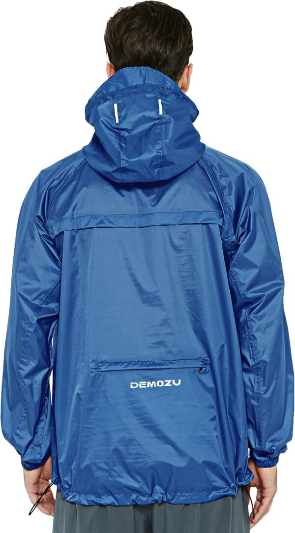 DEMOZU Men's Lightweight Running Cycling Rain Jacket Packable Hooded Windbreaker Jacket