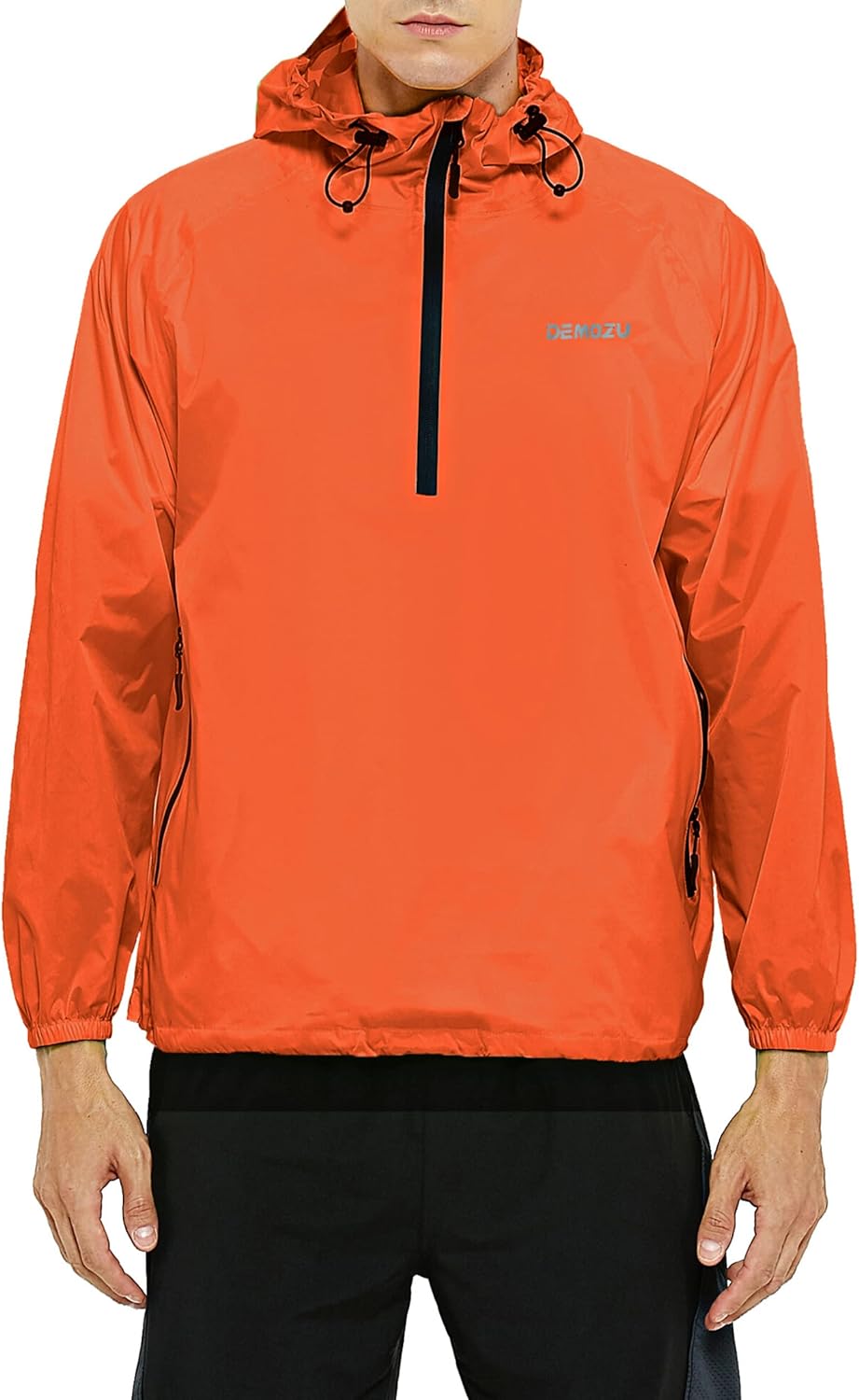 DEMOZU Men's Lightweight Running Cycling Rain Jacket Packable Hooded Windbreaker Jacket