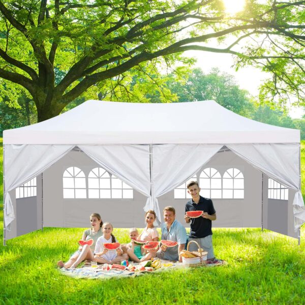 Diophros 10x20 Outdoor Pop up Canopy Tent, Waterproof Patio Tent with 6 Removable Sidewalls, Heavy Duty Outdoor Rooftop Tent Portable Gazebo Wedding BBQ for Catering Garden Beach Camping