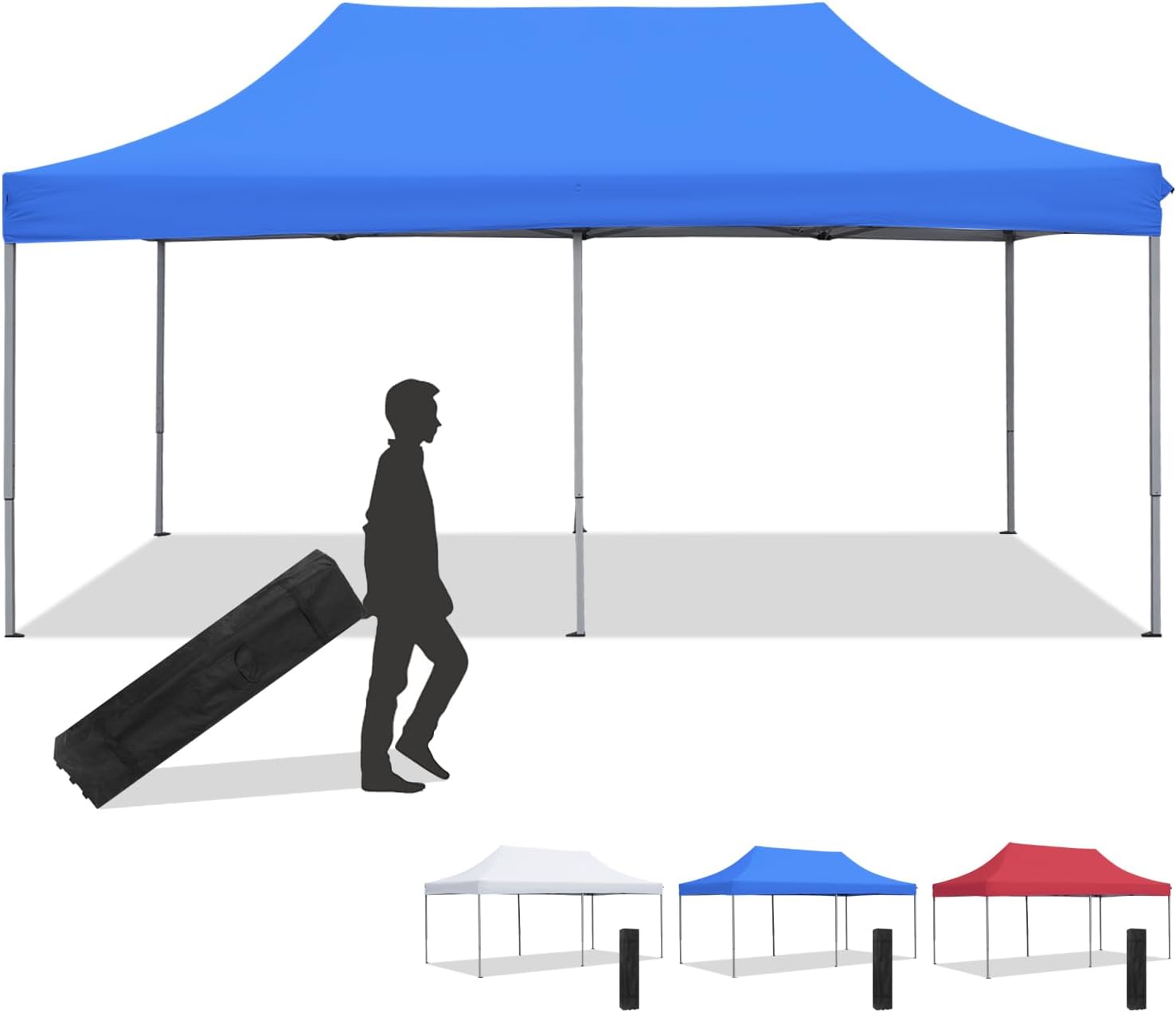 Diophros 10x20 Outdoor Pop up Canopy Tent, Waterproof Patio Tent with 6 Removable Sidewalls, Heavy Duty Outdoor Rooftop Tent Portable Gazebo Wedding BBQ for Catering Garden Beach Camping