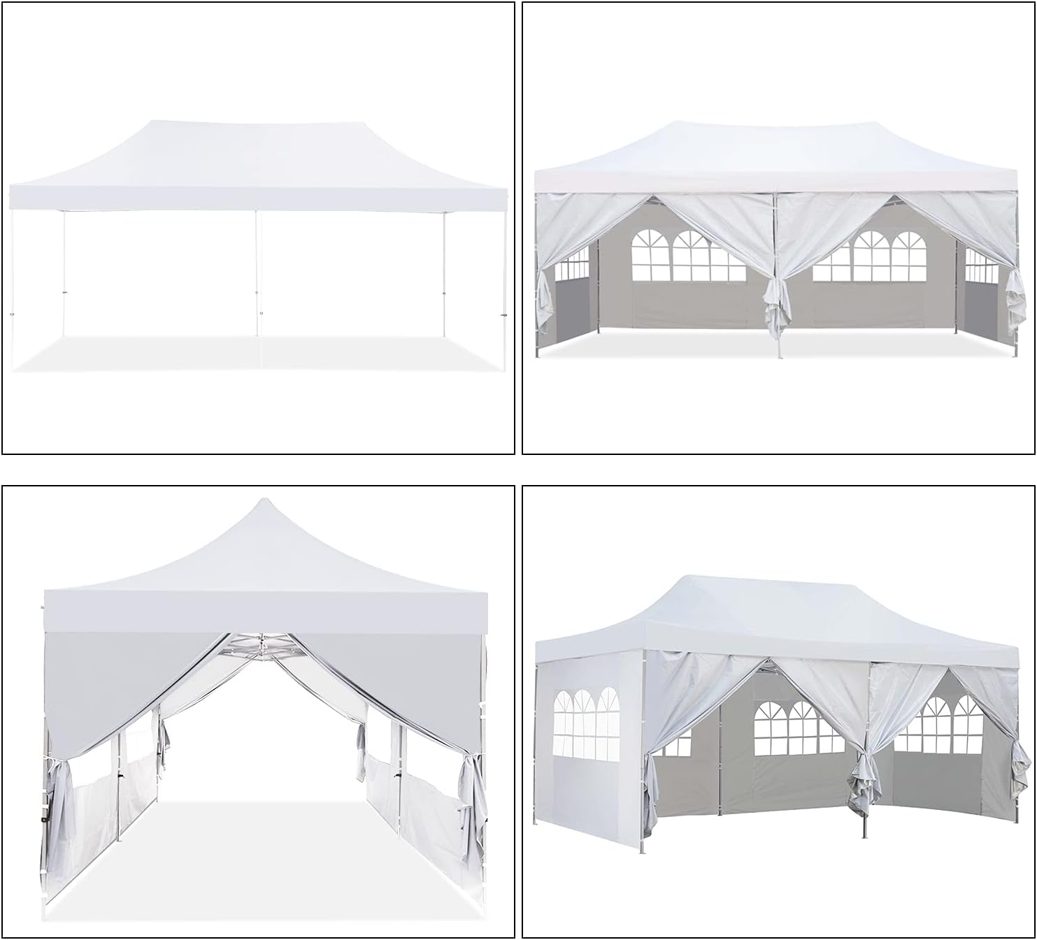 Diophros 10x20 Outdoor Pop up Canopy Tent, Waterproof Patio Tent with 6 Removable Sidewalls, Heavy Duty Outdoor Rooftop Tent Portable Gazebo Wedding BBQ for Catering Garden Beach Camping