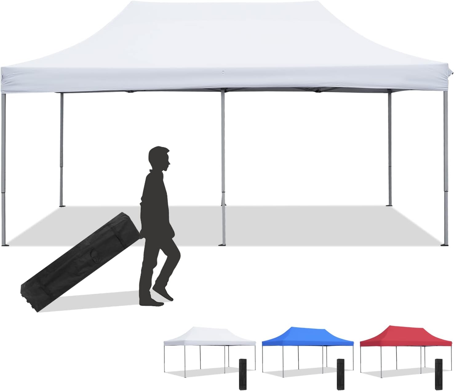 Diophros 10x20 Outdoor Pop up Canopy Tent, Waterproof Patio Tent with 6 Removable Sidewalls, Heavy Duty Outdoor Rooftop Tent Portable Gazebo Wedding BBQ for Catering Garden Beach Camping