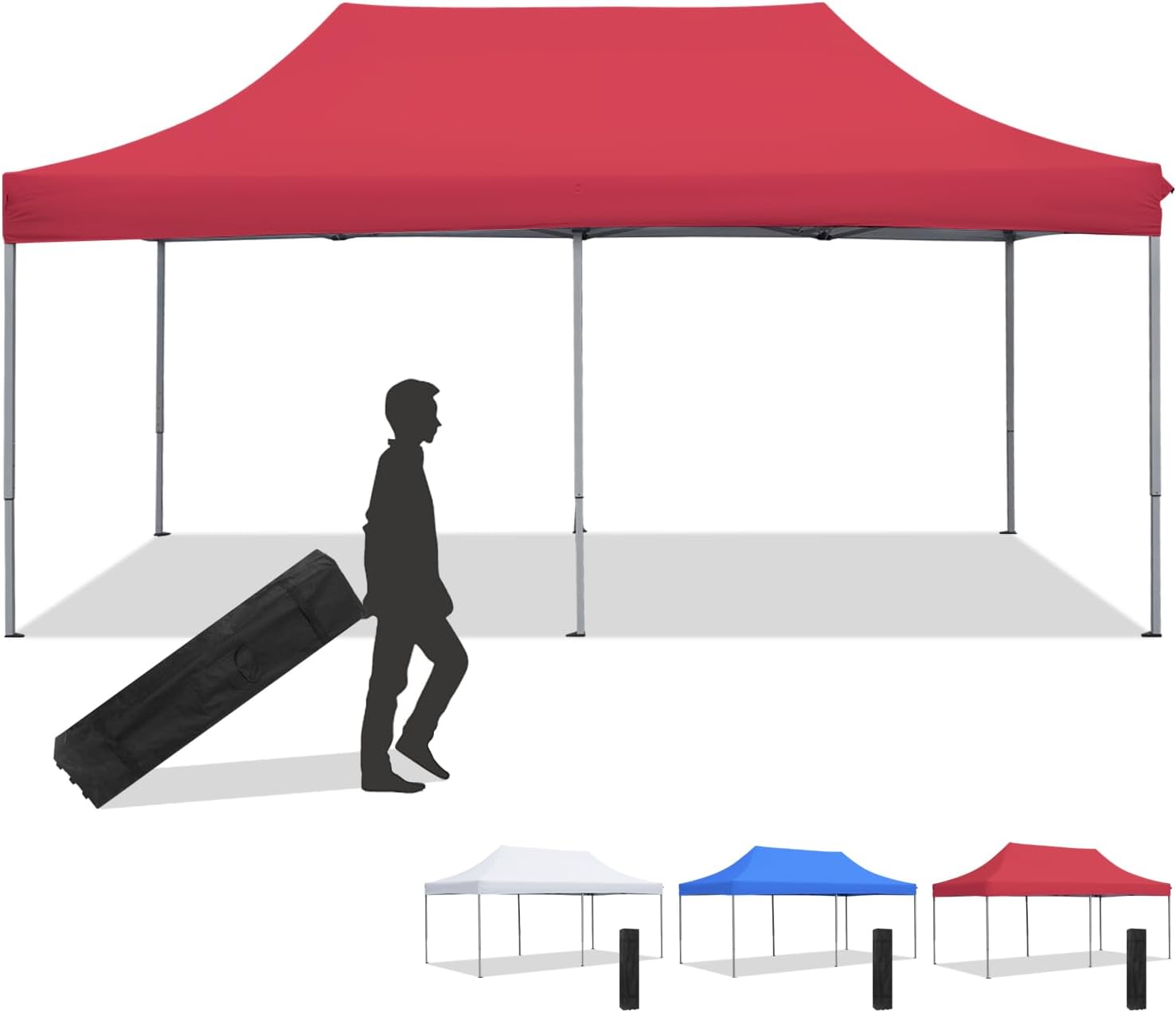 Diophros 10x20 Outdoor Pop up Canopy Tent, Waterproof Patio Tent with 6 Removable Sidewalls, Heavy Duty Outdoor Rooftop Tent Portable Gazebo Wedding BBQ for Catering Garden Beach Camping