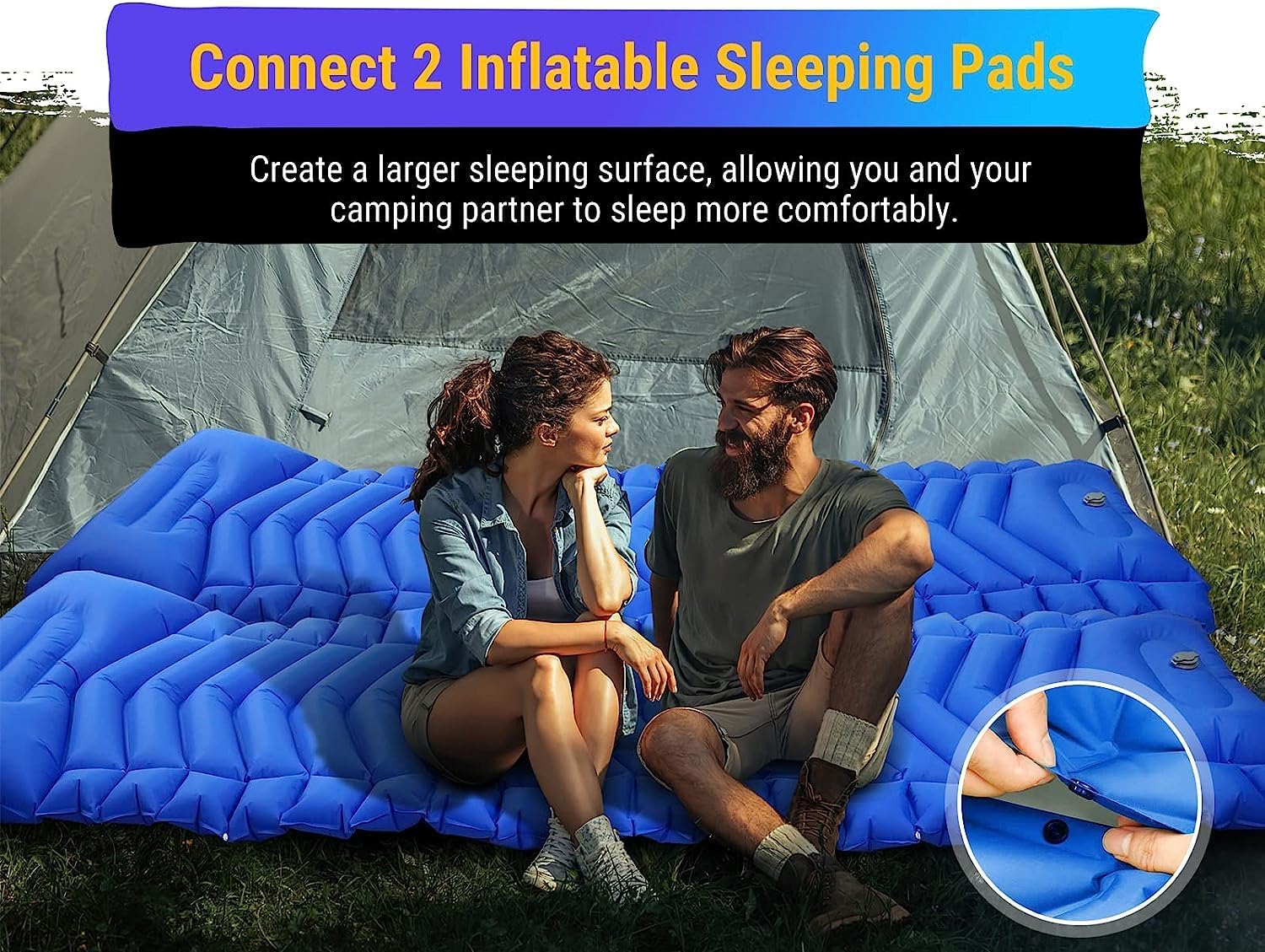 Diowner Sleeping Pad for Camping with Foot Pump, 4'' Thick & 1.8LB Ultralight 75''X25'' Waterproof Self-Inflating Camping Air Mattress for Camping, Backpacking, Hiking