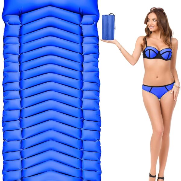 Diowner Sleeping Pad for Camping with Foot Pump, 4'' Thick & 1.8LB Ultralight 75''X25'' Waterproof Self-Inflating Camping Air Mattress for Camping, Backpacking, Hiking