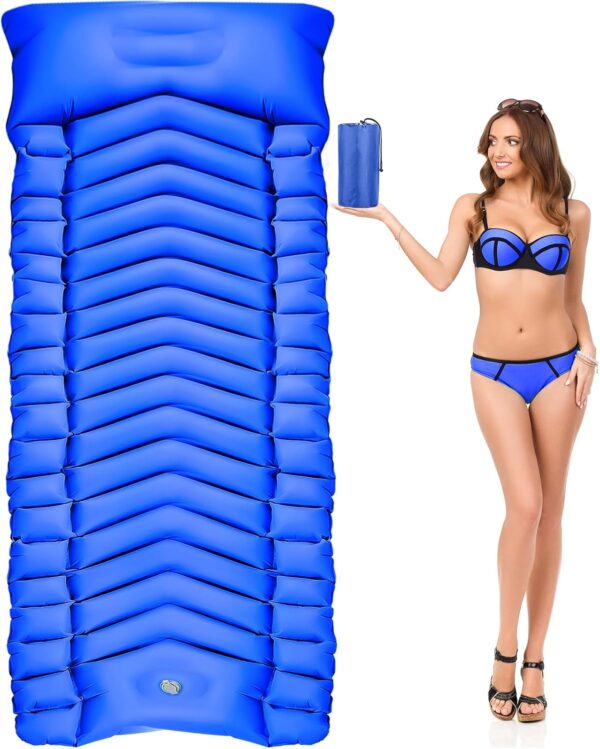 Diowner Sleeping Pad for Camping with Foot Pump, 4'' Thick & 1.8LB Ultralight 75''X25'' Waterproof Self-Inflating Camping Air Mattress for Camping, Backpacking, Hiking