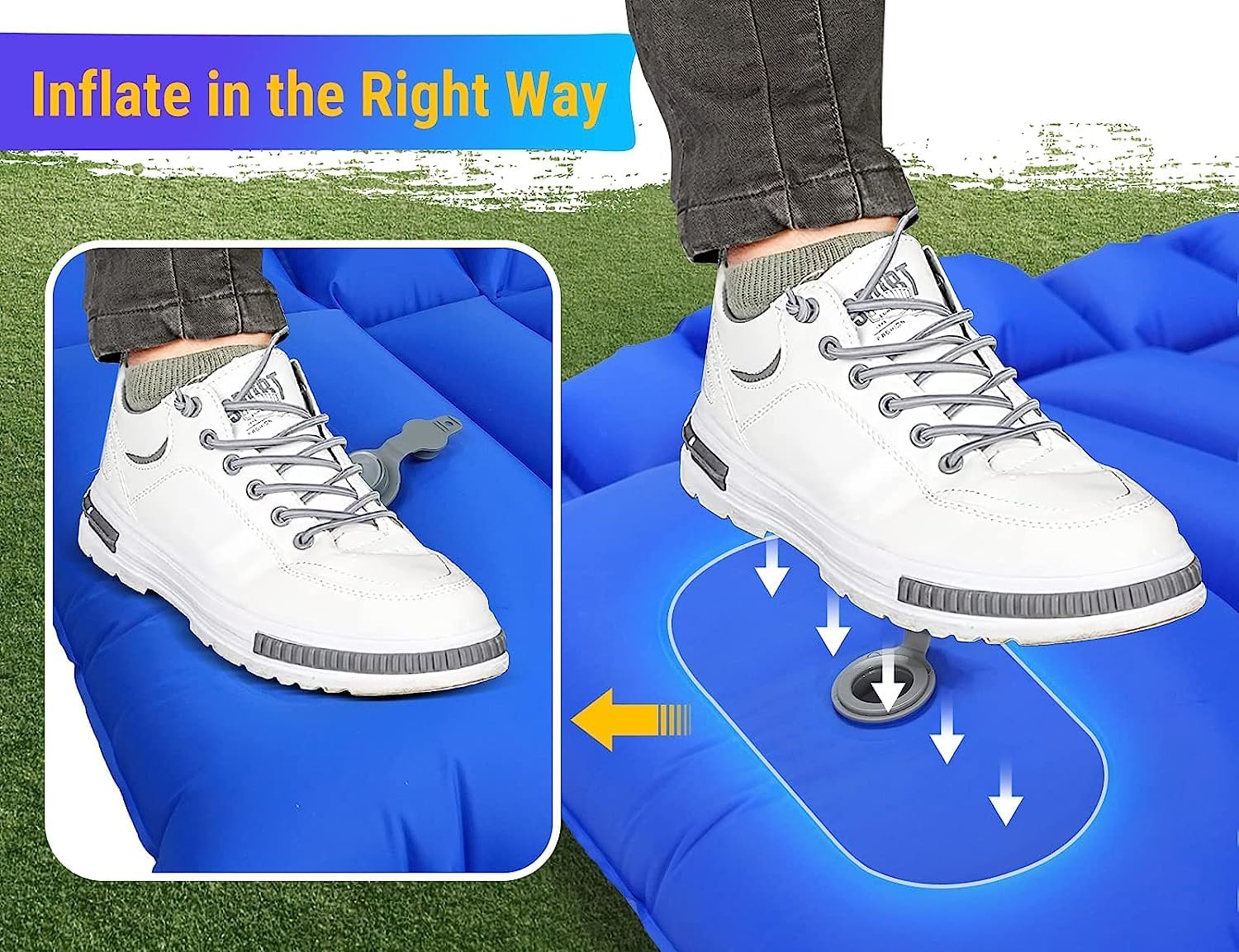 Diowner Sleeping Pad for Camping with Foot Pump, 4'' Thick & 1.8LB Ultralight 75''X25'' Waterproof Self-Inflating Camping Air Mattress for Camping, Backpacking, Hiking