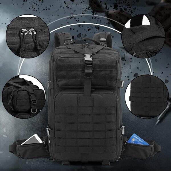 EMDMAK Military Tactical Backpack, Large Military Pack Army 3 Day Assault Pack Molle Bag Rucksack
