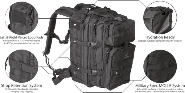 Exos Bravo Tactical Assault Hiking Camping Backpack Rucksack Bug Out Bag Daypack MOLLE Equipped Hydration Pack Compatible