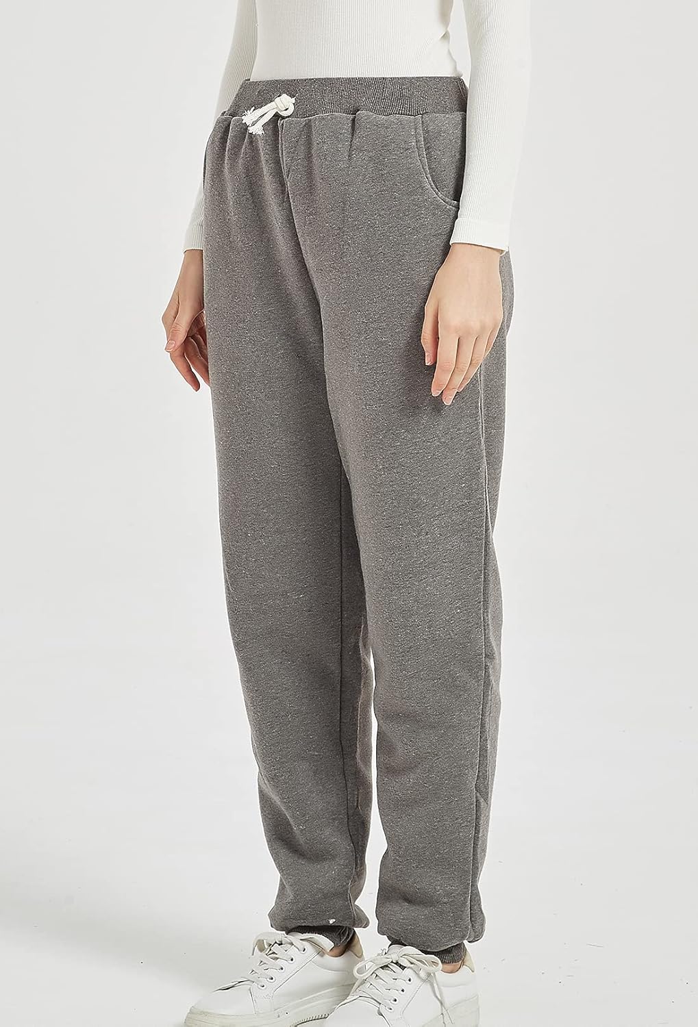 Flygo Women's Winter Warm Fleece Joggers Pants Sherpa Lined Athletic Active Sweatpants