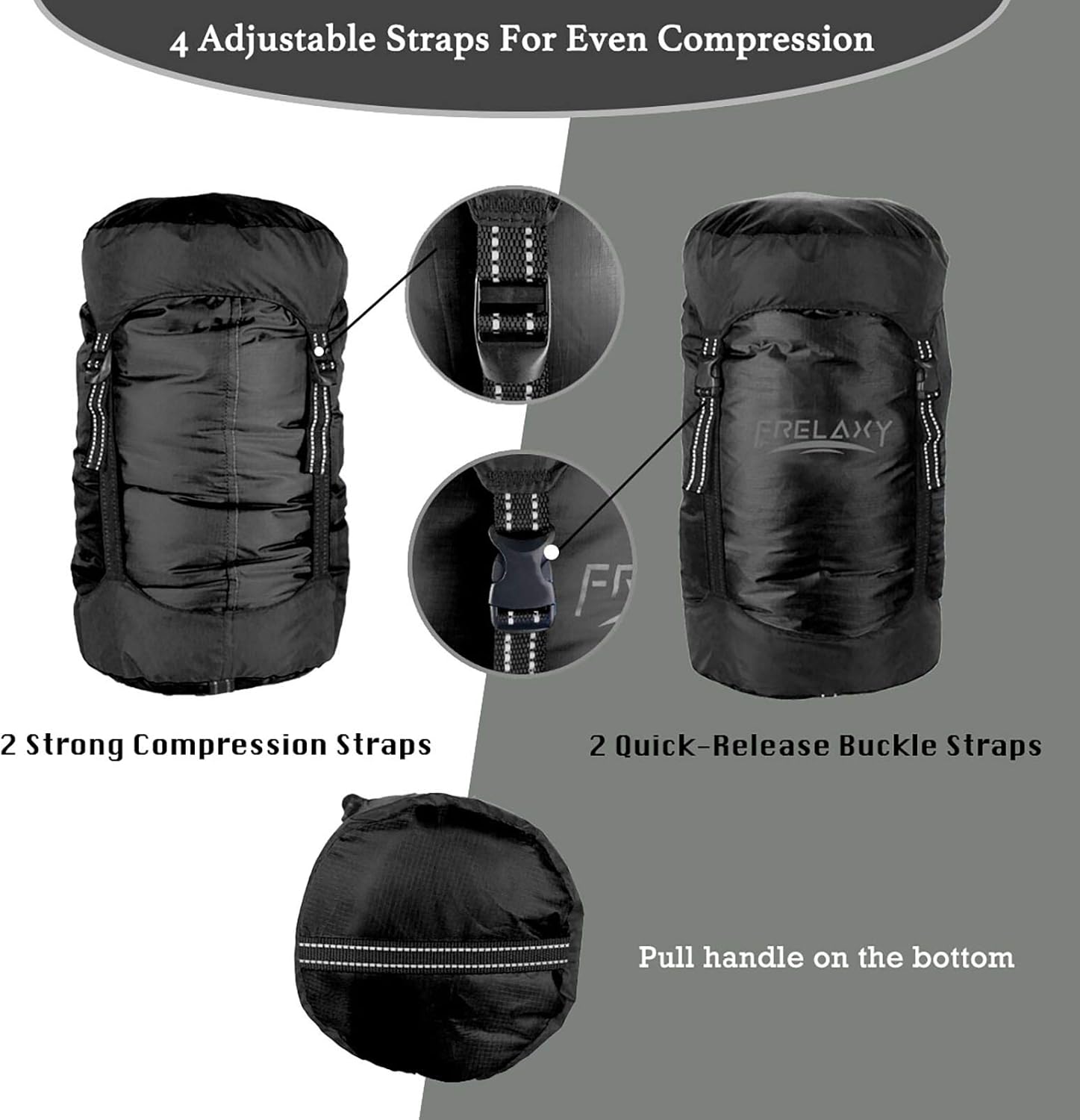 Frelaxy Compression Sack, 40% More Storage! 11L\/18L\/30L\/45L\/52L Compression Stuff Sack, Water-Resistant & Ultralight Sleeping Bag Stuff Sack - Space Saving Gear for Camping, Hiking, Backpacking