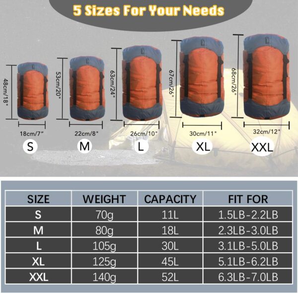 Frelaxy Compression Sack, Ultralight Sleeping Bag Stuff Sack, 40% More Storage! 11L\/18L\/30L\/45L\/52L, Compression Stuff Sack - Space Saving Gear for Camping, Hiking, Backpacking
