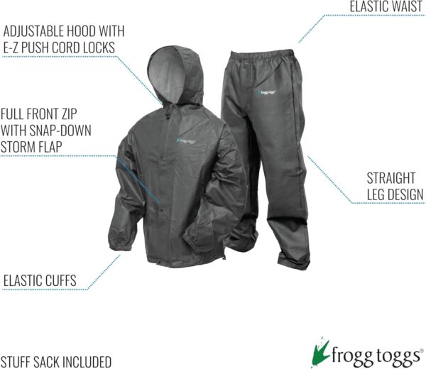 FROGG TOGGS Men's Pro Lite Suit, Waterproof, Breathable, Dependable Wet Weather Protection