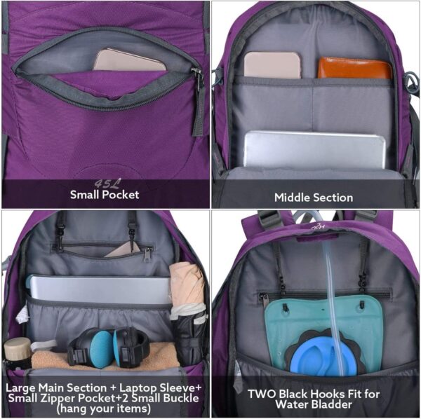 G4Free 45L Hiking Travel Backpack Waterproof with Rain Cover, Outdoor Camping Daypack for Men Women