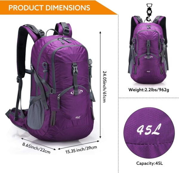 G4Free 45L Hiking Travel Backpack Waterproof with Rain Cover, Outdoor Camping Daypack for Men Women