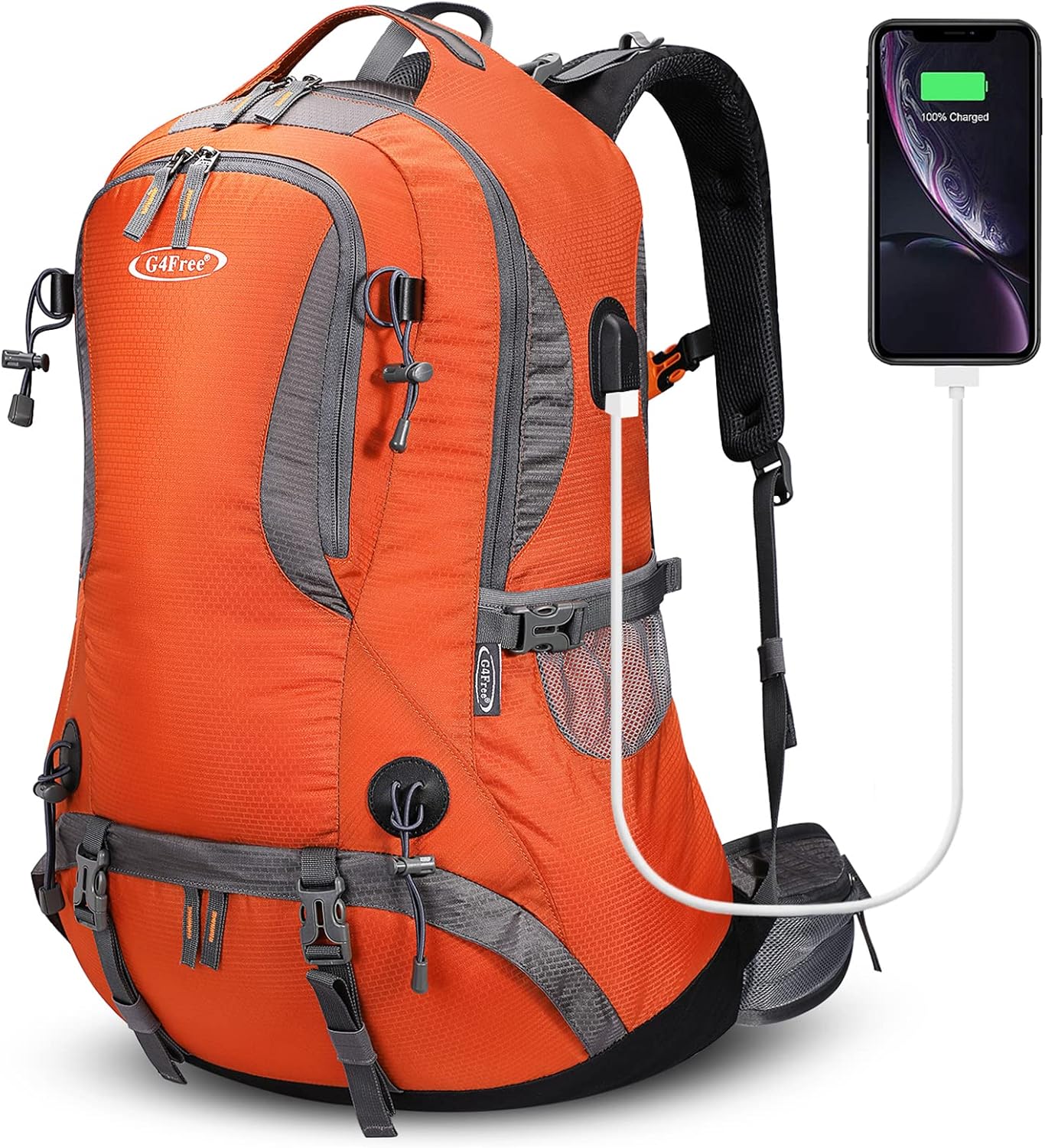 G4Free 50L Hiking Backpack Waterproof Daypack Outdoor Camping Climbing Backpack with Rain Cover for Men Women