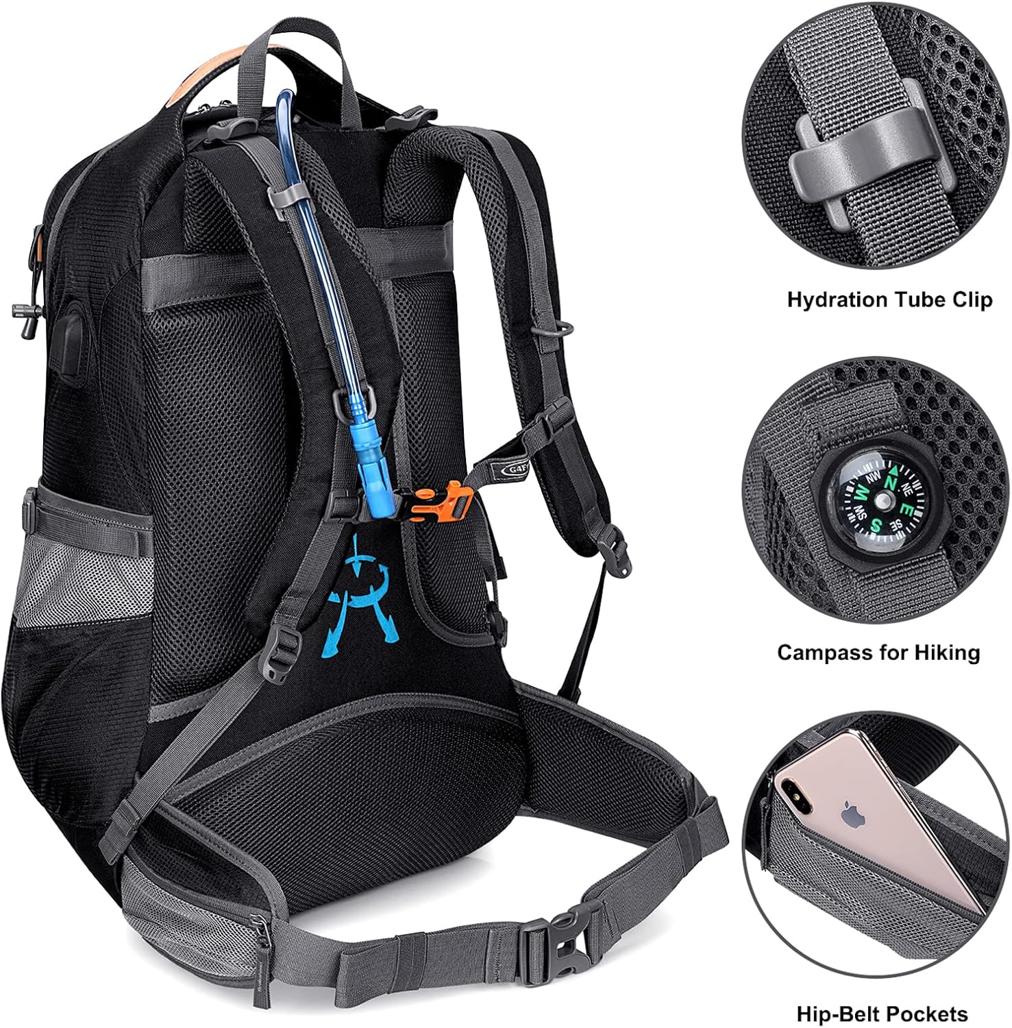 G4Free 50L Hiking Backpack Waterproof Daypack Outdoor Camping Climbing Backpack with Rain Cover for Men Women