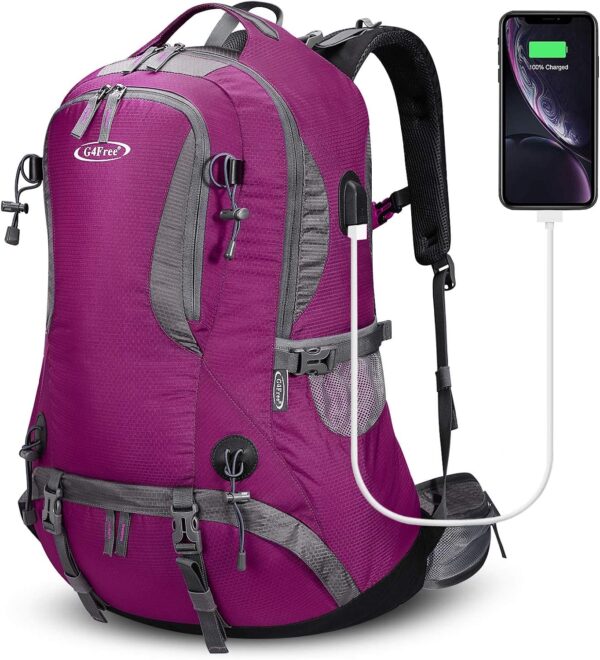 G4Free 50L Hiking Backpack Waterproof Daypack Outdoor Camping Climbing Backpack with Rain Cover for Men Women