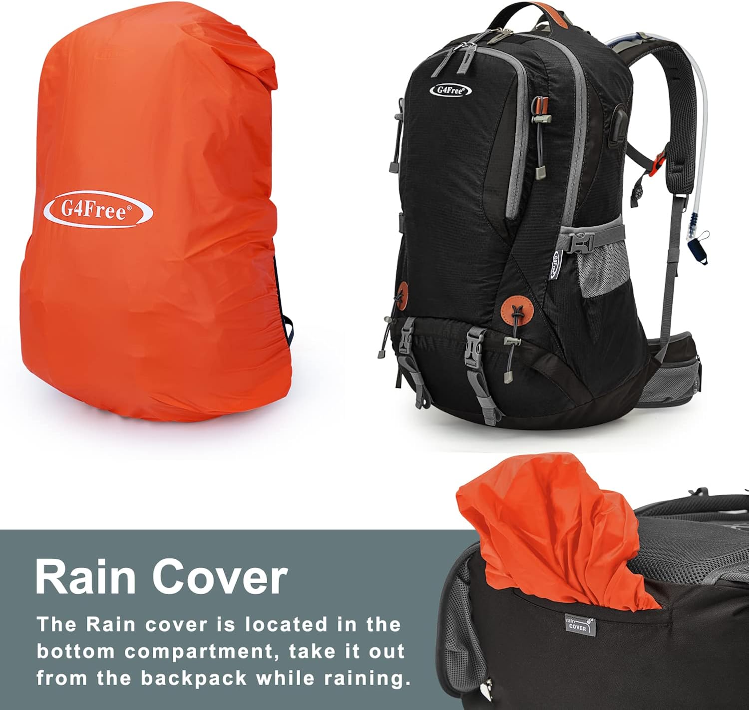 G4Free 50L Hiking Backpack Waterproof Daypack Outdoor Camping Climbing Backpack with Rain Cover for Men Women