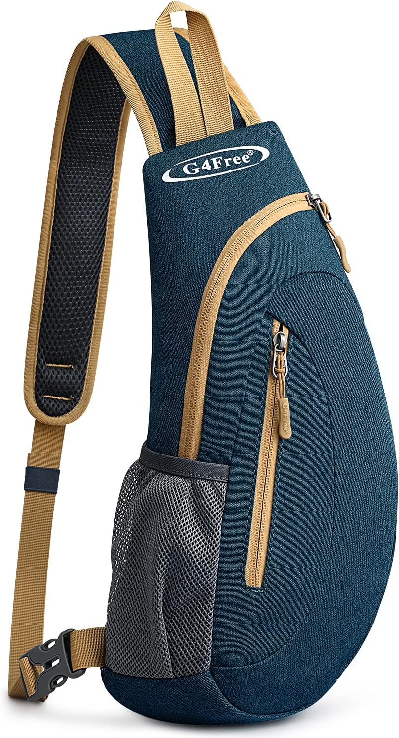 G4Free Unisex Shoulder Backpack, Mini Casual Cross Body Bag Outdoor Sling Backpack Chest Pack Blue for Cycling Hiking Camping Travel(Blue)