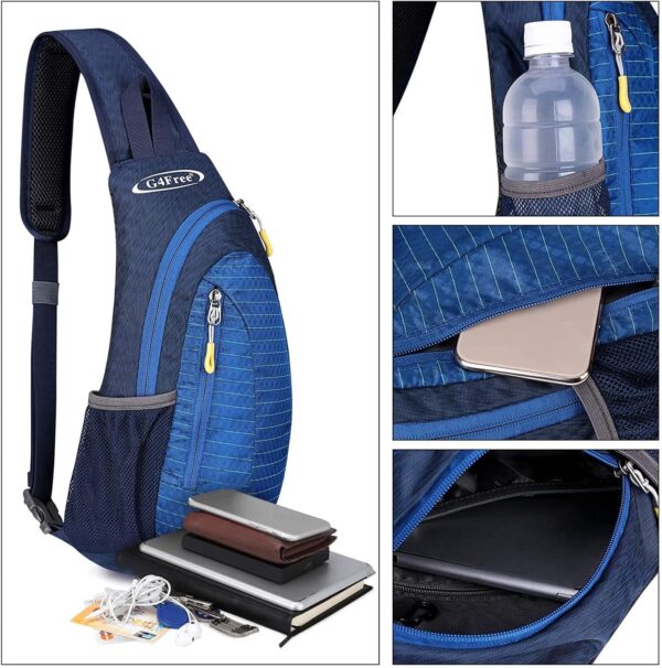 G4Free Unisex Shoulder Backpack, Mini Casual Cross Body Bag Outdoor Sling Backpack Chest Pack Blue for Cycling Hiking Camping Travel(Blue)