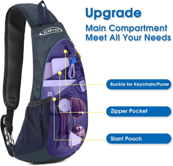 G4Free Unisex Shoulder Backpack, Mini Casual Cross Body Bag Outdoor Sling Backpack Chest Pack Blue for Cycling Hiking Camping Travel(Blue)