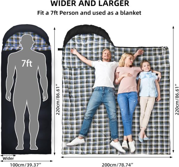 GEERTOP Portable Sleeping Bag Flannel for Adults Big and Tall Lightweight Waterproof Warm 3-4 Season Backpacking Sleeping Bag for Camping Hiking Mountaineering