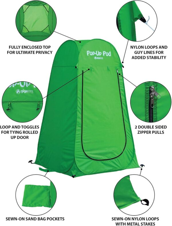 GigaTent Pop Up Pod Changing Room Privacy Tent – Instant Portable Outdoor Shower Tent, Camp Toilet, Rain Shelter for Camping & Beach – Lightweight & Sturdy, Easy Set Up, Foldable - with Carry Bag