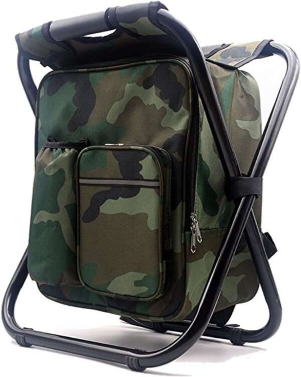 HANERDUN 3 in 1 Cooler Backpack, Foldable Fishing Chair, Portable Backpack Chair with Fabric Cooler Bag, Soft Sided Cooler Chair for Outdoor Hiking Events Beach Fishing Camping