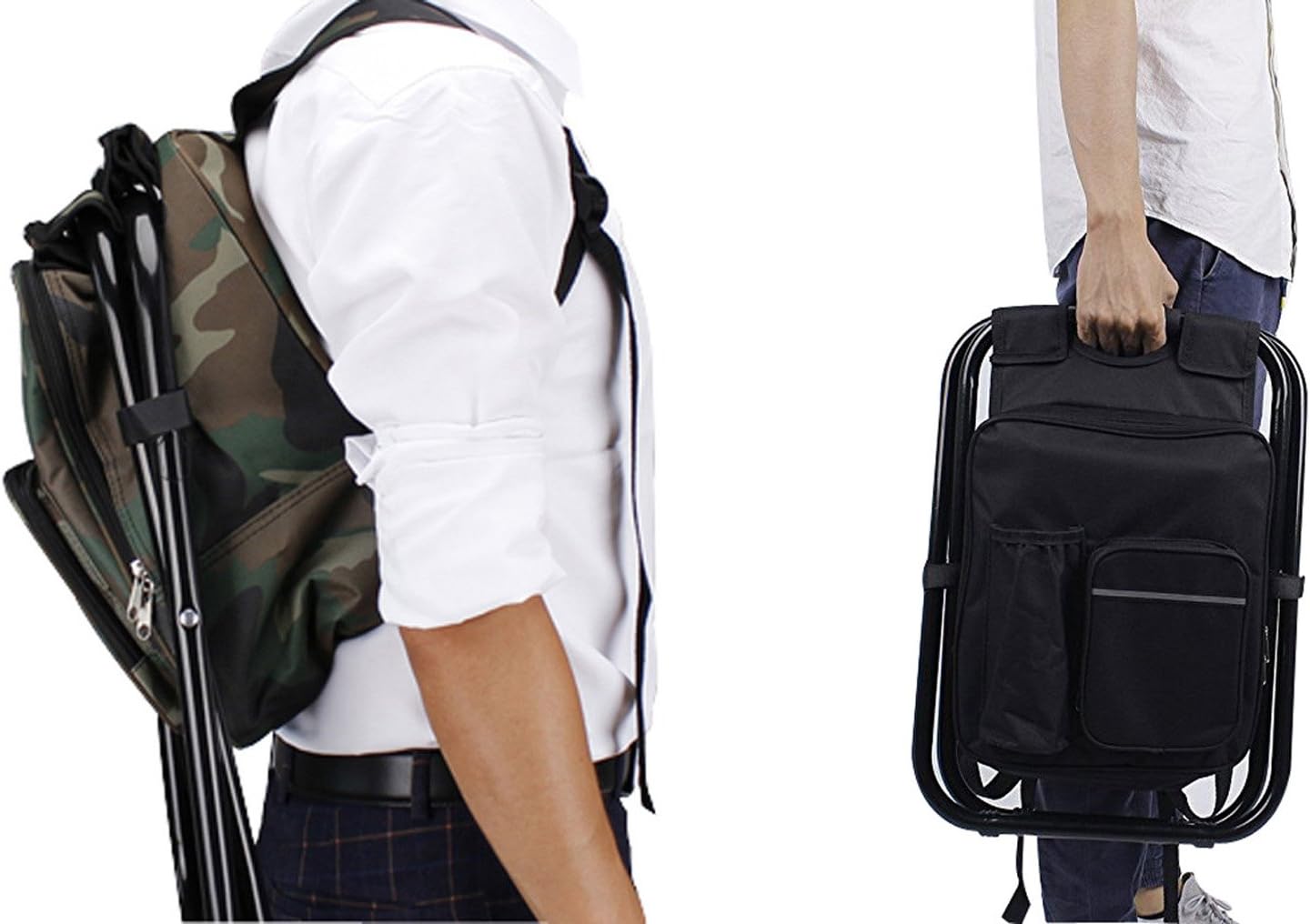 HANERDUN 3 in 1 Cooler Backpack, Foldable Fishing Chair, Portable Backpack Chair with Fabric Cooler Bag, Soft Sided Cooler Chair for Outdoor Hiking Events Beach Fishing Camping