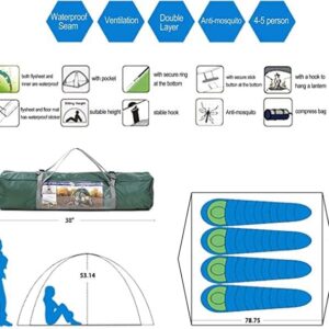 Hewolf Camping Tent Instant Setup - 2\/3\/4\/5 Person Waterproof Lightweight Pop up Dome Tent Easy up Fast Pitch Tent Great for Beach Backpacking Hiking