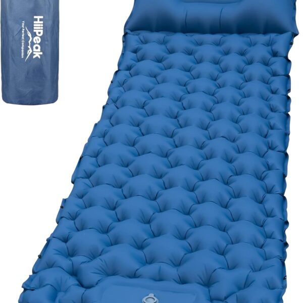 HiiPeak Sleeping Pad for Camping- Ultralight Inflatable Sleeping Mat with Built-in Foot Pump, Upgraded Durable Compact Camping Air Mattress for Camping, Backpacking, Hiking, Tent Trap Traveling