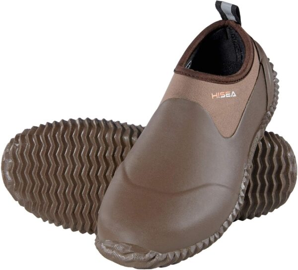 HISEA Unisex Waterproof Garden Shoes, Men's Ankle Rain Boots Women's Slip-On Footwear Rain Shoe Rubber Neoprene Outdoor Booties for Gardening, Farming, Camping, Car Wash, Lawn Care and Yard Work
