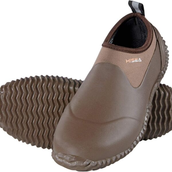 HISEA Unisex Waterproof Garden Shoes, Men's Ankle Rain Boots Women's Slip-On Footwear Rain Shoe Rubber Neoprene Outdoor Booties for Gardening, Farming, Camping, Car Wash, Lawn Care and Yard Work
