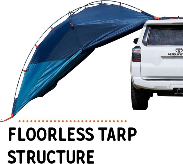 Kelty Backroads Shelter Universal Mounted Car Camping Shelter with Zippered Entry, Sturdy Frame, Protection from Elements, UV, Stuff Duffel Included
