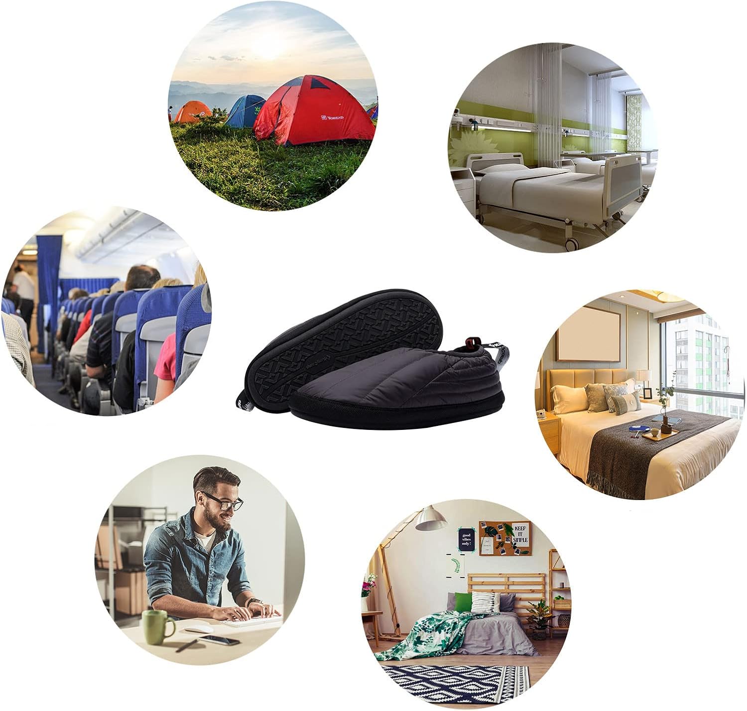 KingCamp Unisex Down Camping Slippers Soft Slippers with Non Slip Rubber Sole & Carry Bag (3 Colors and 4 Sizes)