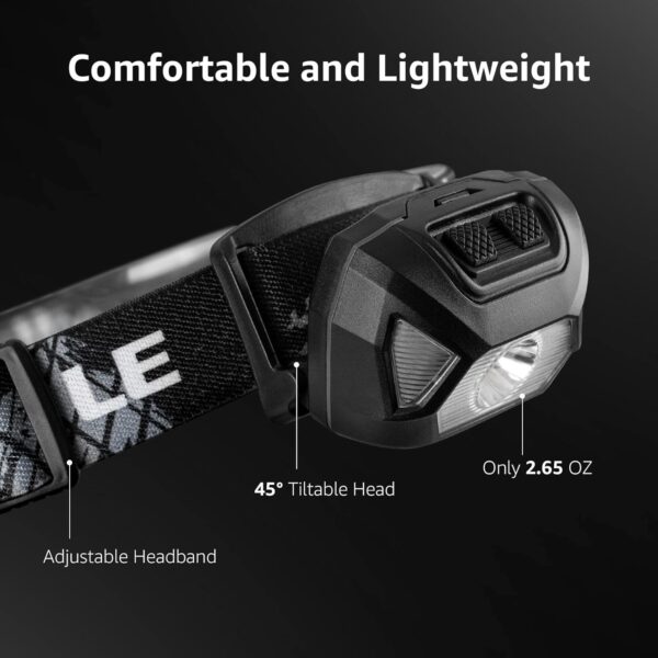 LE 320014-2 Rechargeable Headlamp - IPX4 Waterproof Headlight Flashlights with 6 Modes, Camping & Hiking Gear Essentials, 2 Pack