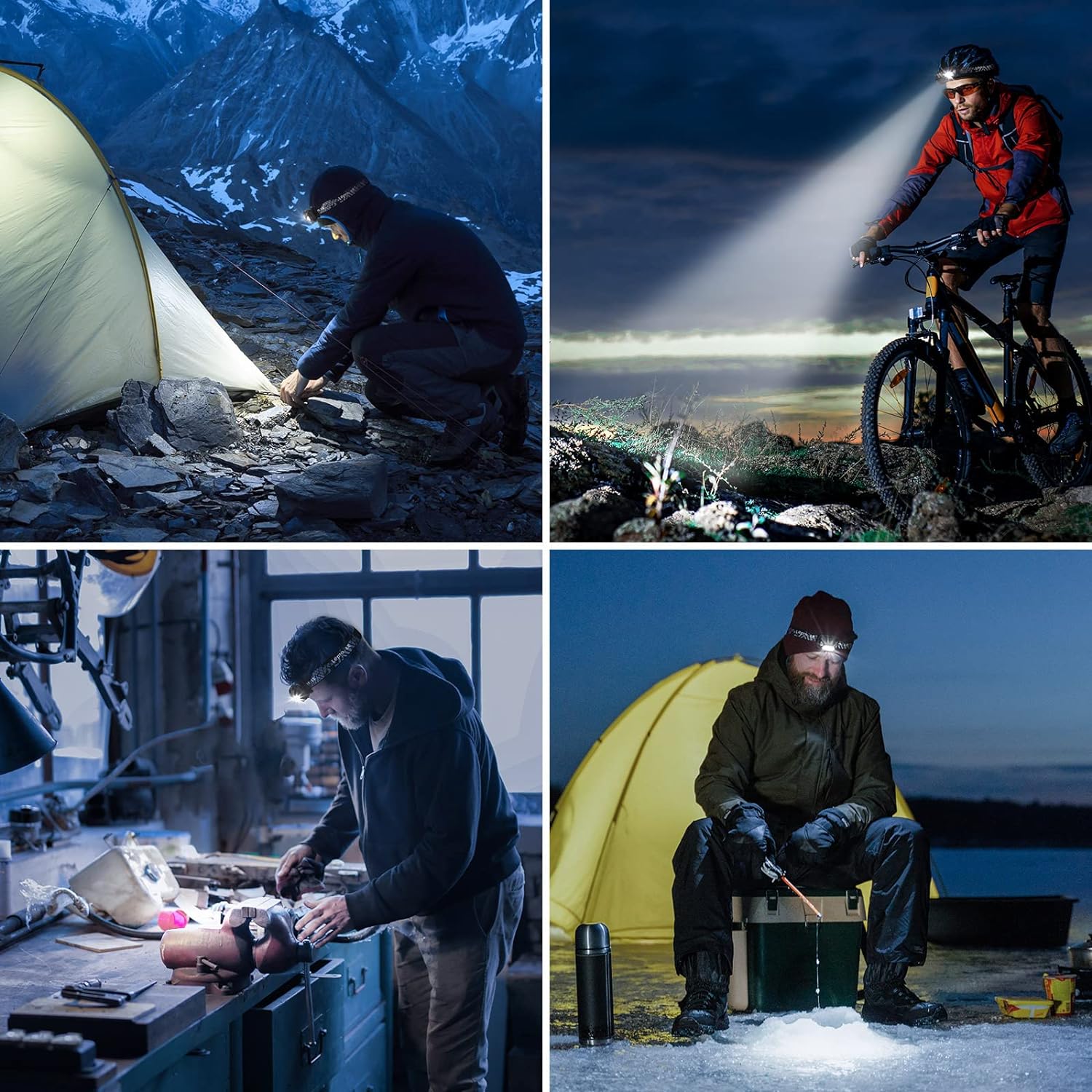 LE 320014-2 Rechargeable Headlamp - IPX4 Waterproof Headlight Flashlights with 6 Modes, Camping & Hiking Gear Essentials, 2 Pack