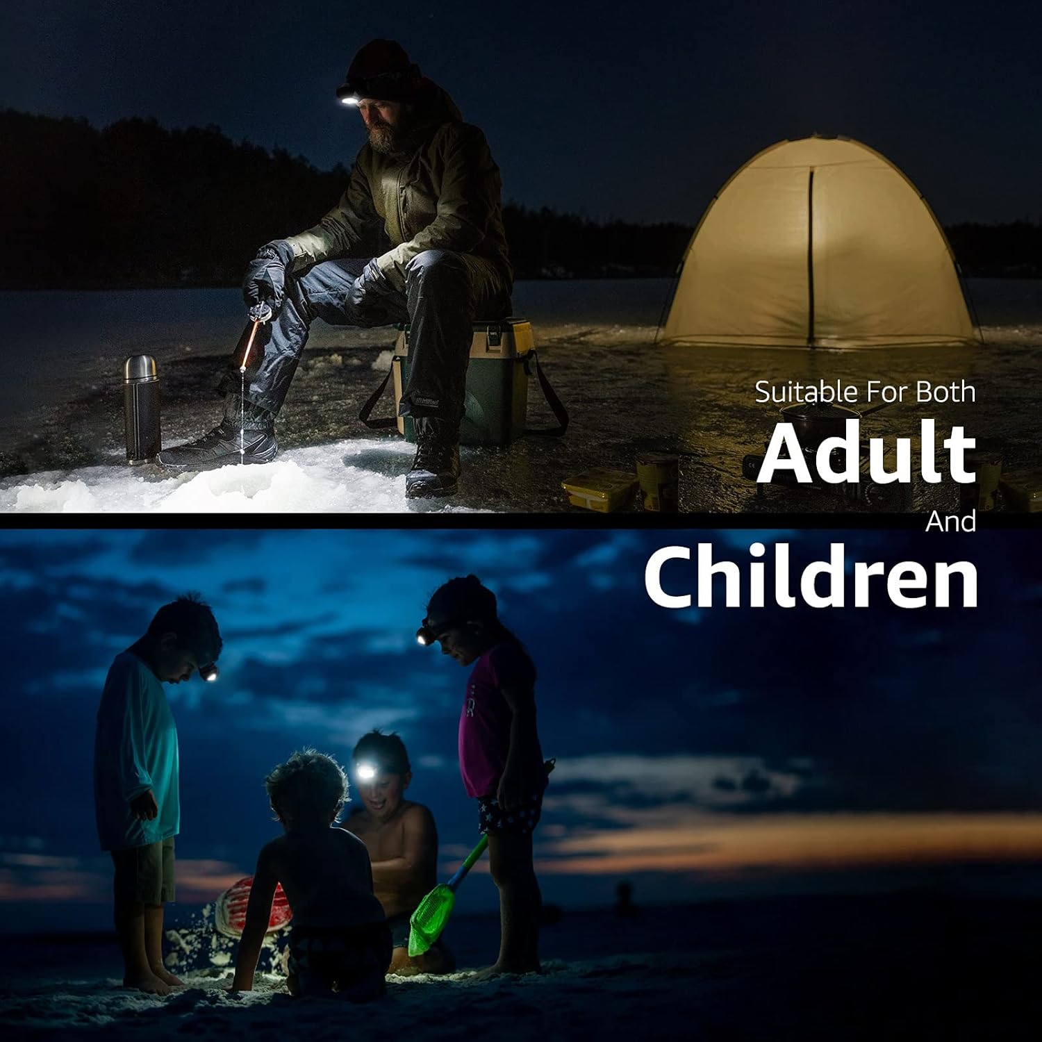 LE 320014-2 Rechargeable Headlamp - IPX4 Waterproof Headlight Flashlights with 6 Modes, Camping & Hiking Gear Essentials, 2 Pack