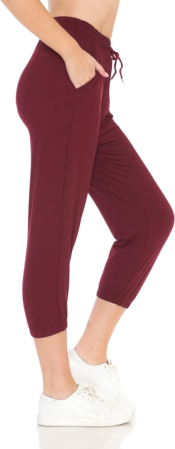 Leggings Depot Women's Printed Solid Activewear Jogger Track Cuff Sweatpants