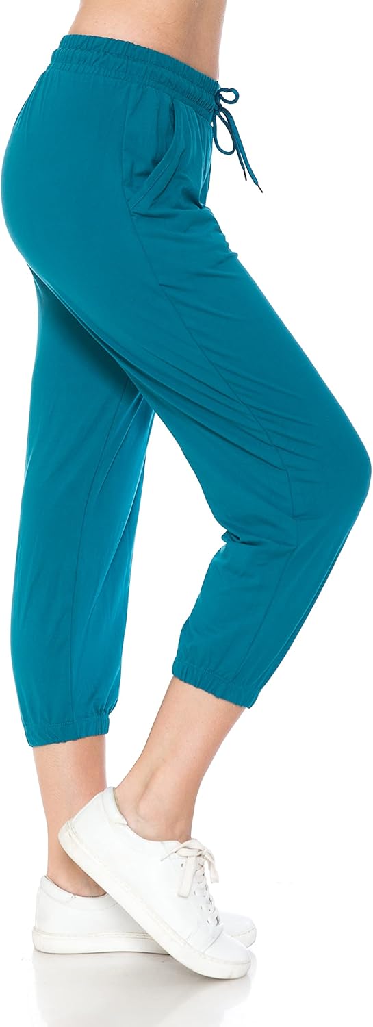 Leggings Depot Women's Printed Solid Activewear Jogger Track Cuff Sweatpants