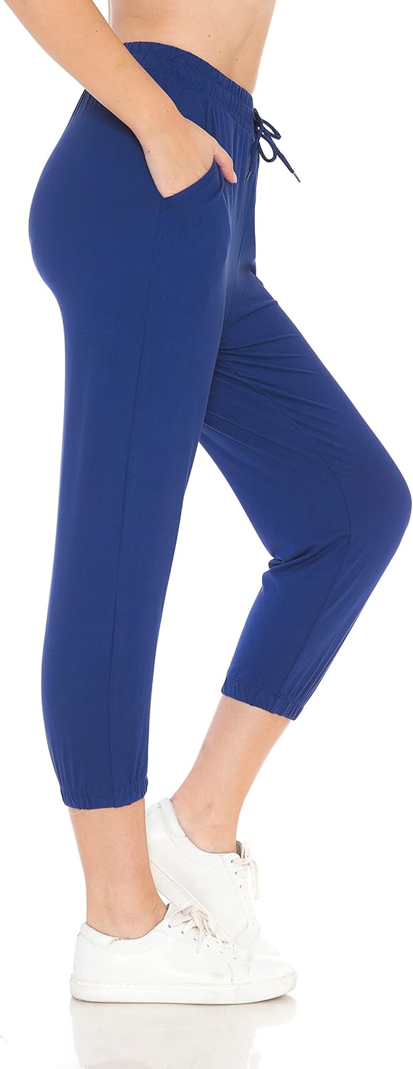 Leggings Depot Women's Printed Solid Activewear Jogger Track Cuff Sweatpants