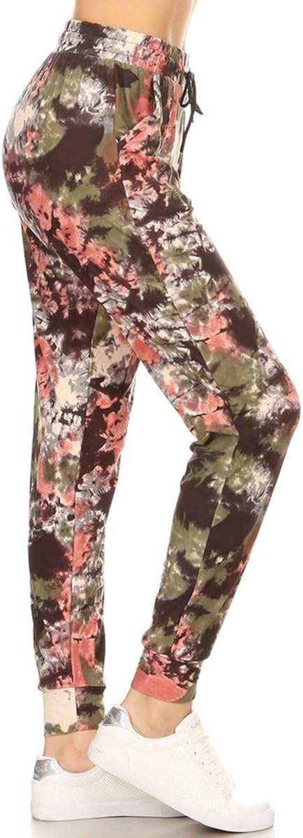 Leggings Depot Women's Printed Solid Activewear Jogger Track Cuff Sweatpants